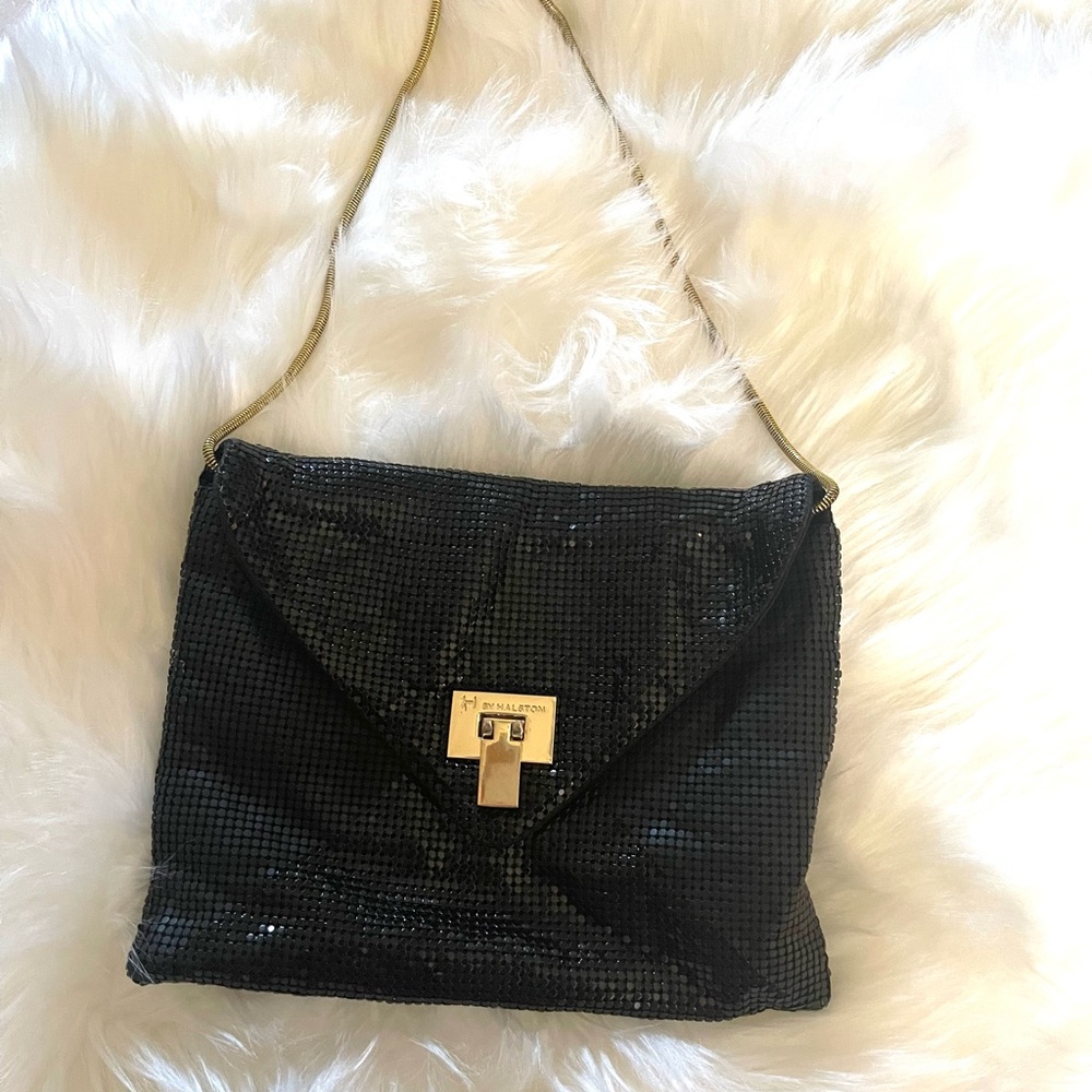H BY HALSTON BLACK CLUTCH